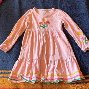 Bumeex Pink Floral Embroidered Kids Dress